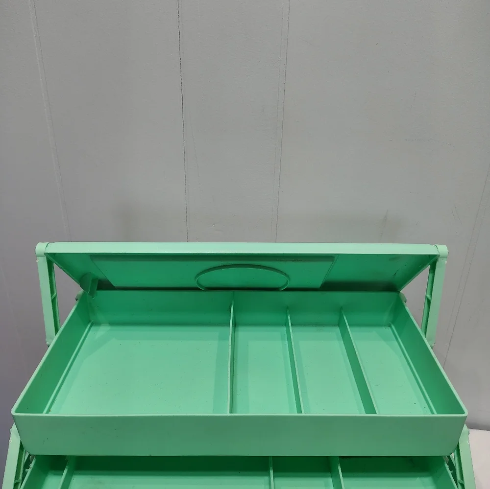 Vintage Caboodles Mint Green Makeup‎ Case Organizer 80s 90s Retro w Mirror